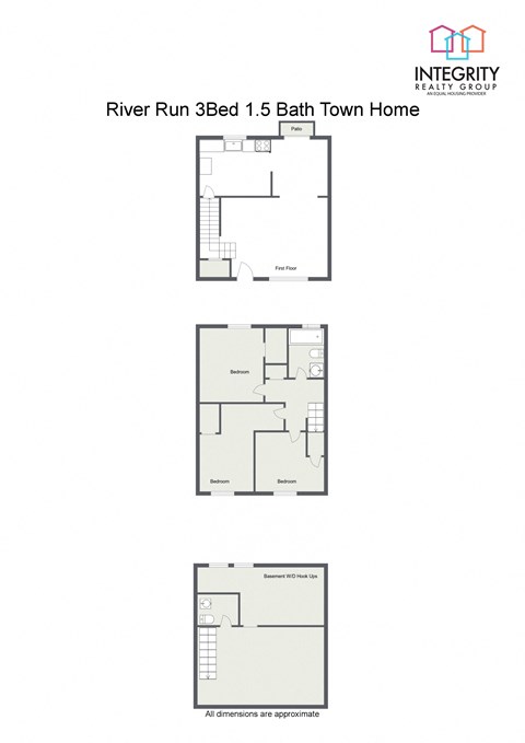 Floor plan for 3 beds, 1.5 baths, 1090 sqft